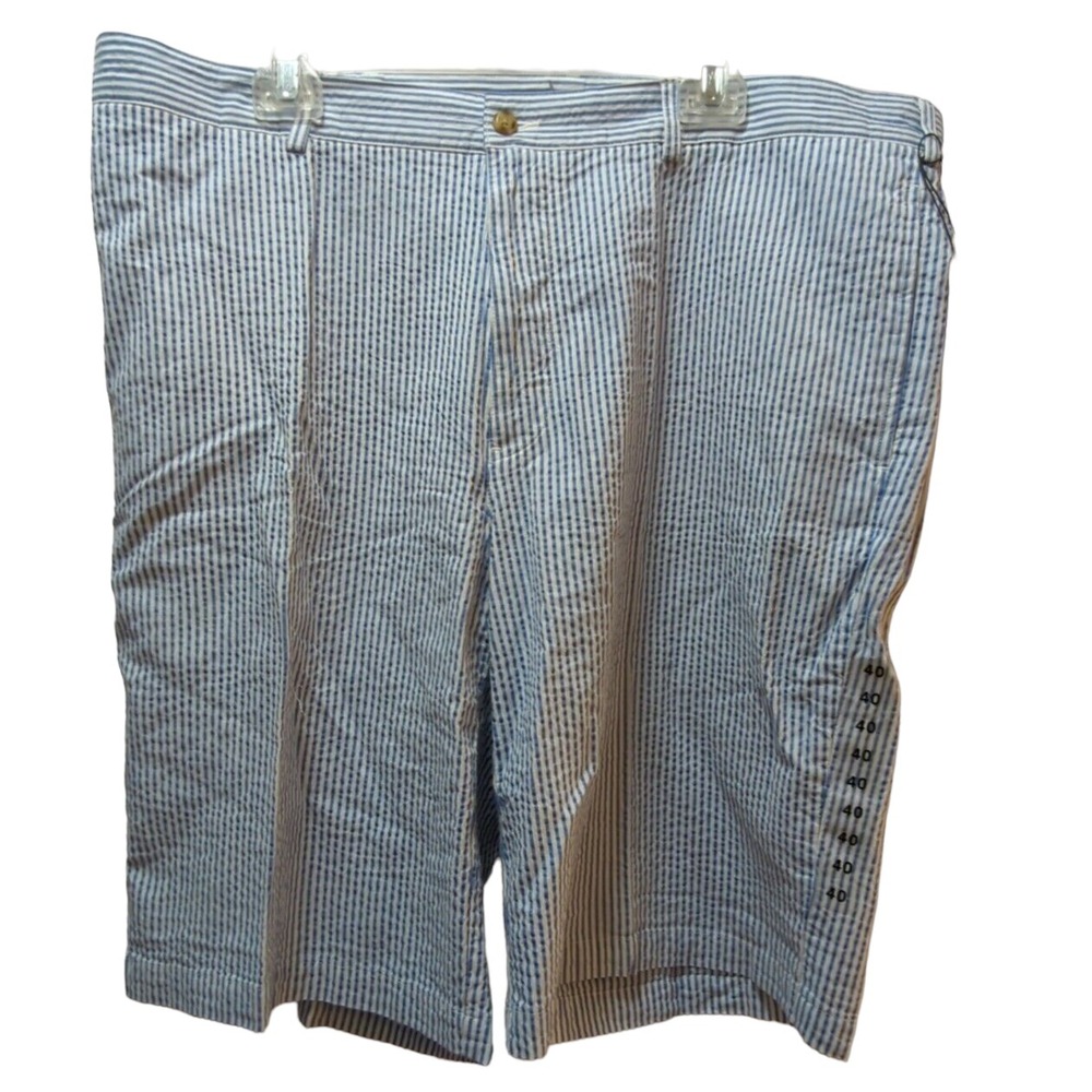 Pro Tour Men's Blue Yonder white striped cotton‎ seersucker shorts 40